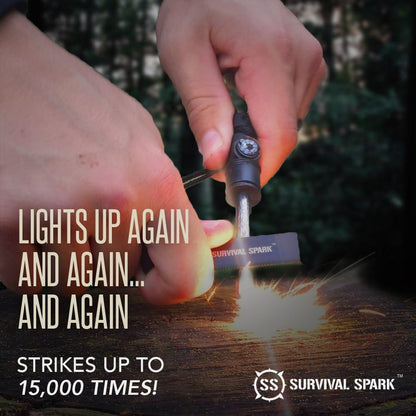 Survival Spark Magnesium Survival Fire Starter with Compass and Whistle