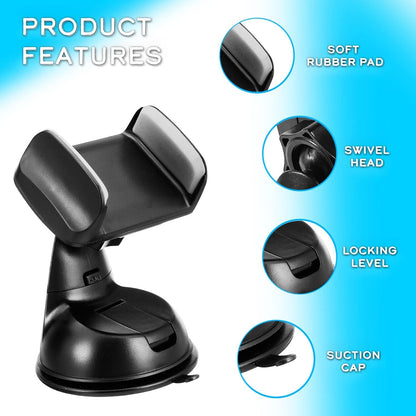 Mobile Phone Holder Car Suction Cup Dashboard Windshield Strong Suction Cup 360° Rotation Horizontal or Vertical Position, Universal Suitable for Smartphones up to 7.5 Inches Screen