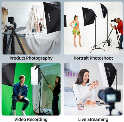 Skytex Softbox Lighting Kit（1Pack）, Continuous Photography Lighting Kit with 20x28in Soft Box | 85W 2700-6400K E27 LED Bulb, Photo Studio Lights Equipment for Camera Shooting, Video Recording