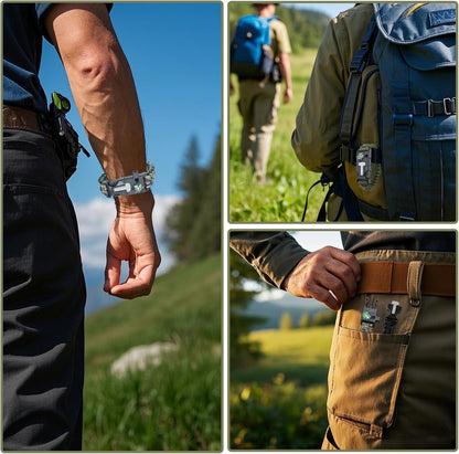 SURVIVAL_KIT Survival Bracelets 4-Pack | 5-in-1 Paracord Bracelet Set with Fire Starter, Compass & Whistle | Emergency Outdoor Gear for Camping, Hiking