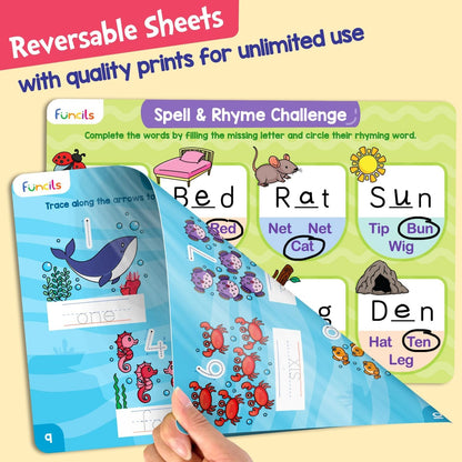 Funcils Learn to Write for Kids - Educational Toys & Games, Preschool & Kindergarten Learning Activities, Writing Practice Book, Birthday Gifts for Girls and Boys for Ages 3, 4, 5, 6 Year Old
