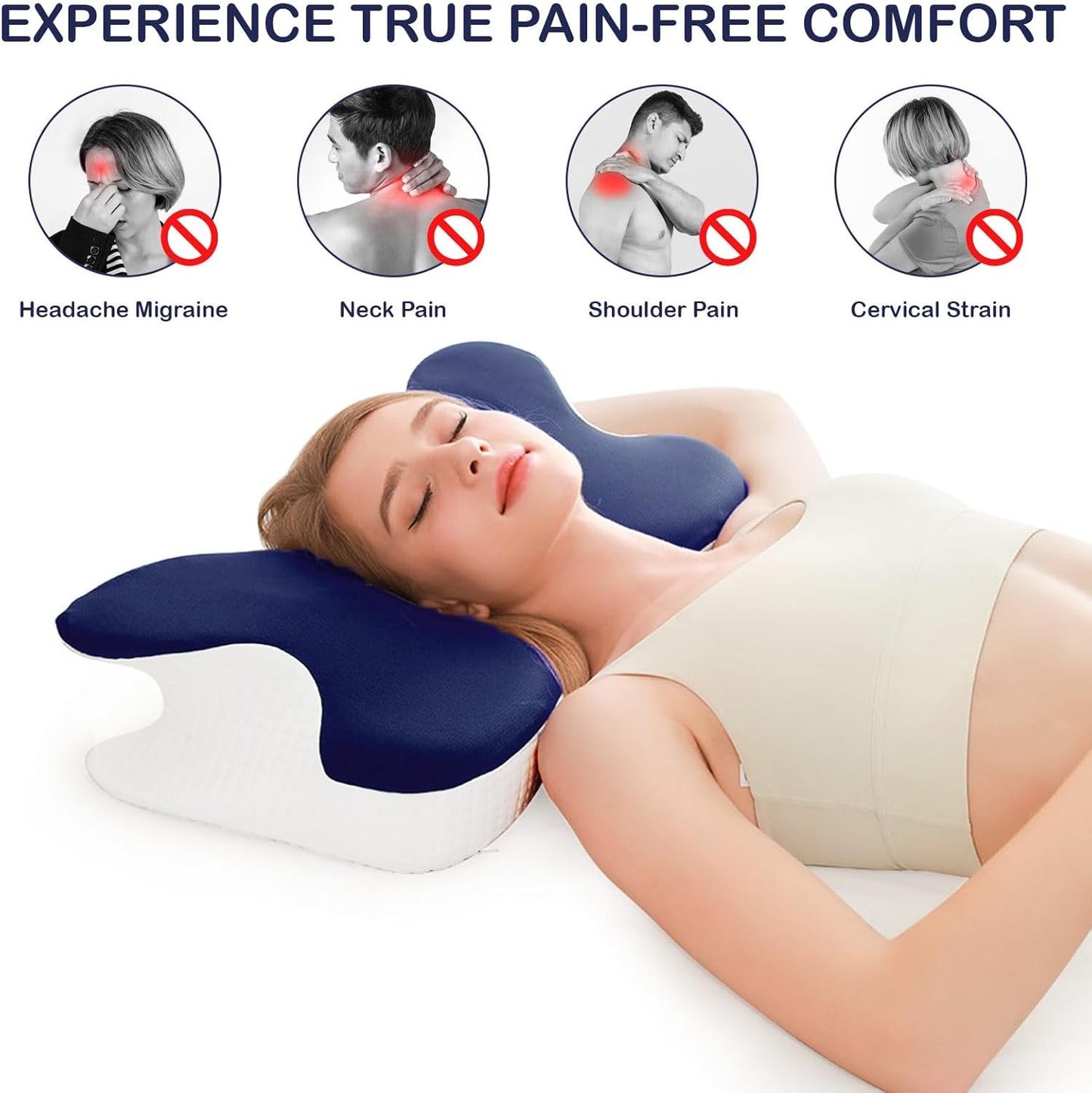 Cervical Pillow for Neck, Memory Foam Pillow for Neck Pain Relief, Ergonomic Side Sleeper Pillow for Sleeping, Orthopedic Memory Foam Pillows, for Support Shoulder Side Back Stomach
