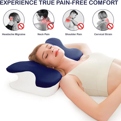 Cervical Pillow for Neck, Memory Foam Pillow for Neck Pain Relief, Ergonomic Side Sleeper Pillow for Sleeping, Orthopedic Memory Foam Pillows, for Support Shoulder Side Back Stomach