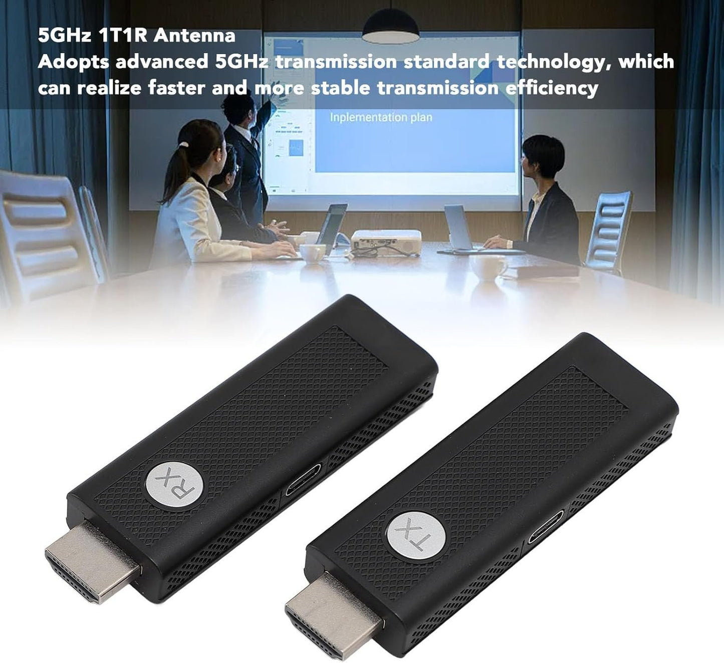 HDMI Transmitter and Receiver, Plug and Play Portable 2.4Ghz 5GHz HDMI Extender Kit for Streaming Video and Audio to Monitor TV Projector