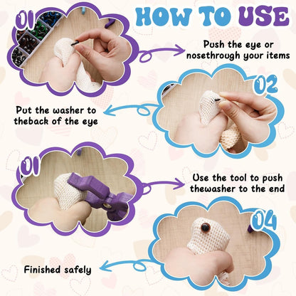 Liahelianx Professional 5-30mm Amigurumi Eye Installation Tool Kit - Ergonomic Safety Pliers for Crochet Dolls & Stuffed Animals, Secure Eye Positioning Device with Multi-Size Fastener