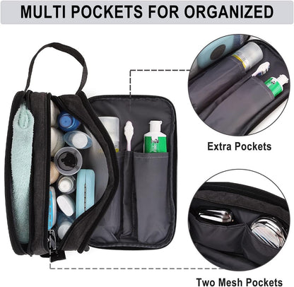 Mens Toiletry Bag,RAVUO Water Resistant Travel Toiletry Organizer Dopp Kit Shaving Bag for Toiletries Accessories (Black)