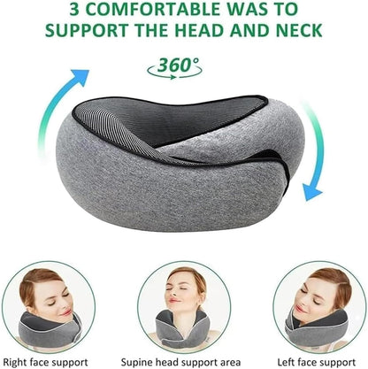 PORIYA 2024 New Memory Foam Travel Neck Pillow with Complimentary Eye Mask, Earplugs, and Storage Bag for an Enhanced Travel Experience (Grey)