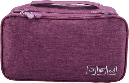 Travel Underwear Organizer, Portable Travel Storage Organizer Waterproof for Cosmetics, Toiletries, Hotel, Home, Bathroom, Airplane (Purple)