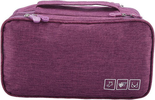 Travel Underwear Organizer, Portable Travel Storage Organizer Waterproof for Cosmetics, Toiletries, Hotel, Home, Bathroom, Airplane (Purple)