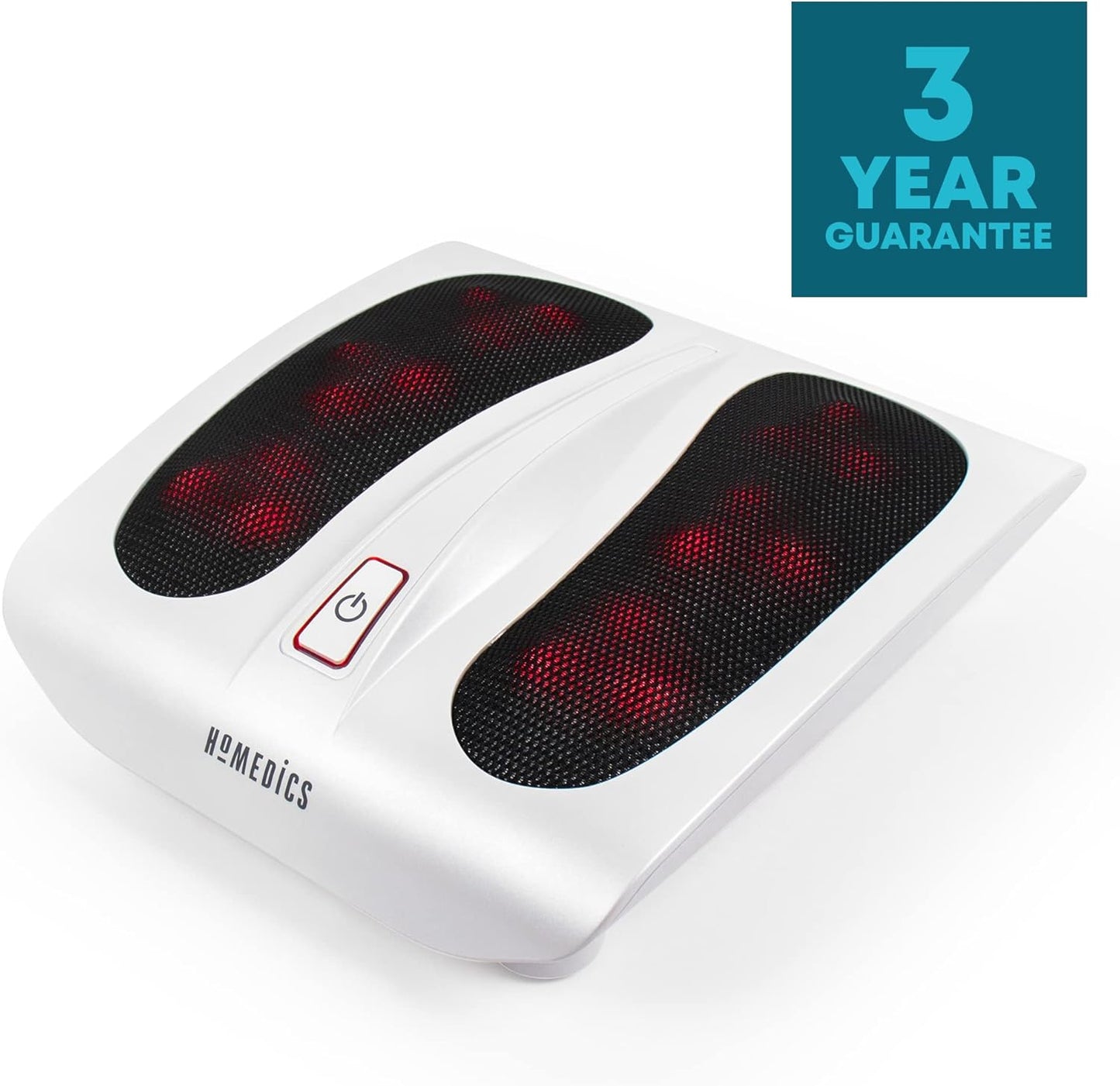 HoMedics Electric Foot Massager with Heat Function – Foot Massager, 6 Massage Heads and 18 Rotating Knots, Intense and Deep Invigorating Massage to Reduce Stress – White