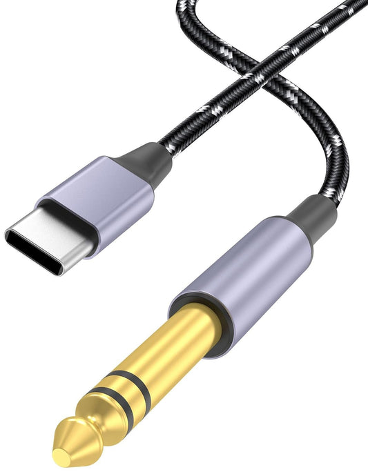 DCNETWORK USB-C to 6.35mm 1/4 inch TS Audio Cable, Gold Plated USB Type C to 1/4" Male Mono Interconnect Aux Adapter Cable Compatible with iPhone 15/16 Series, 3.3Feet