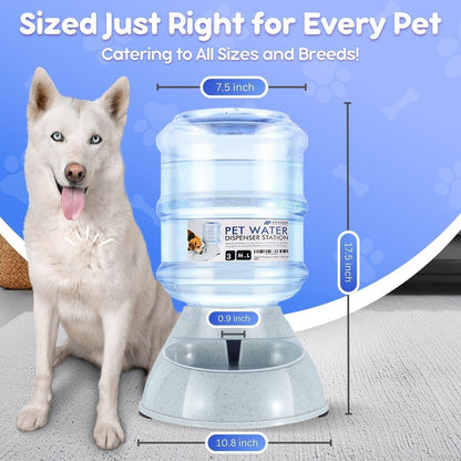 Flexzion Gravity Pet Water Dispenser Drinking Station for Dogs Cats (3 Gallon) Automatic Replenish Waterer for Small Large Breed Dog Cat Animal, Feeding Watering Fountain Supplies Bottle Dish Bowl