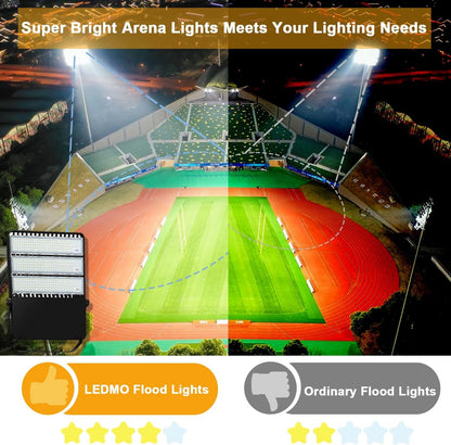 LEDMO LED Stadium Lights 360W Flood Light Outdoor Adjustable Super Bright Waterproof 42,000LM 5000K Wall Mount Large Exterior Lighting Fixtures Arena for Football Field Rink Construction Site