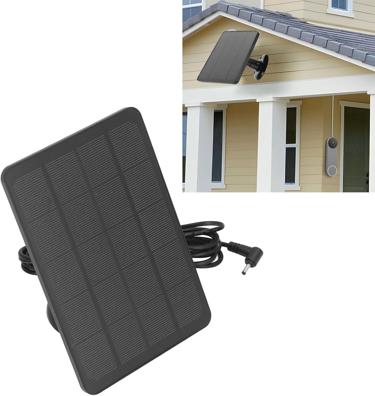 10W Solar Panel Charger, IP65 Waterproof, Fast Charging Compatible with Ring Cam Battery, 360 Degree Rotatable Bracket, Made of Premium Fireproof Material (CSP4W-DC-B)