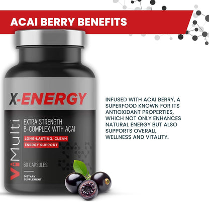 Vitmulti Ultimate Wellness Bundle: Anti-Aging Supplement Pills & Energy Supplements for Men and Women, Natural Amino Acids & B Complex Multi Blend with Acai for Energy, Immune Health, 60 Capsules Each