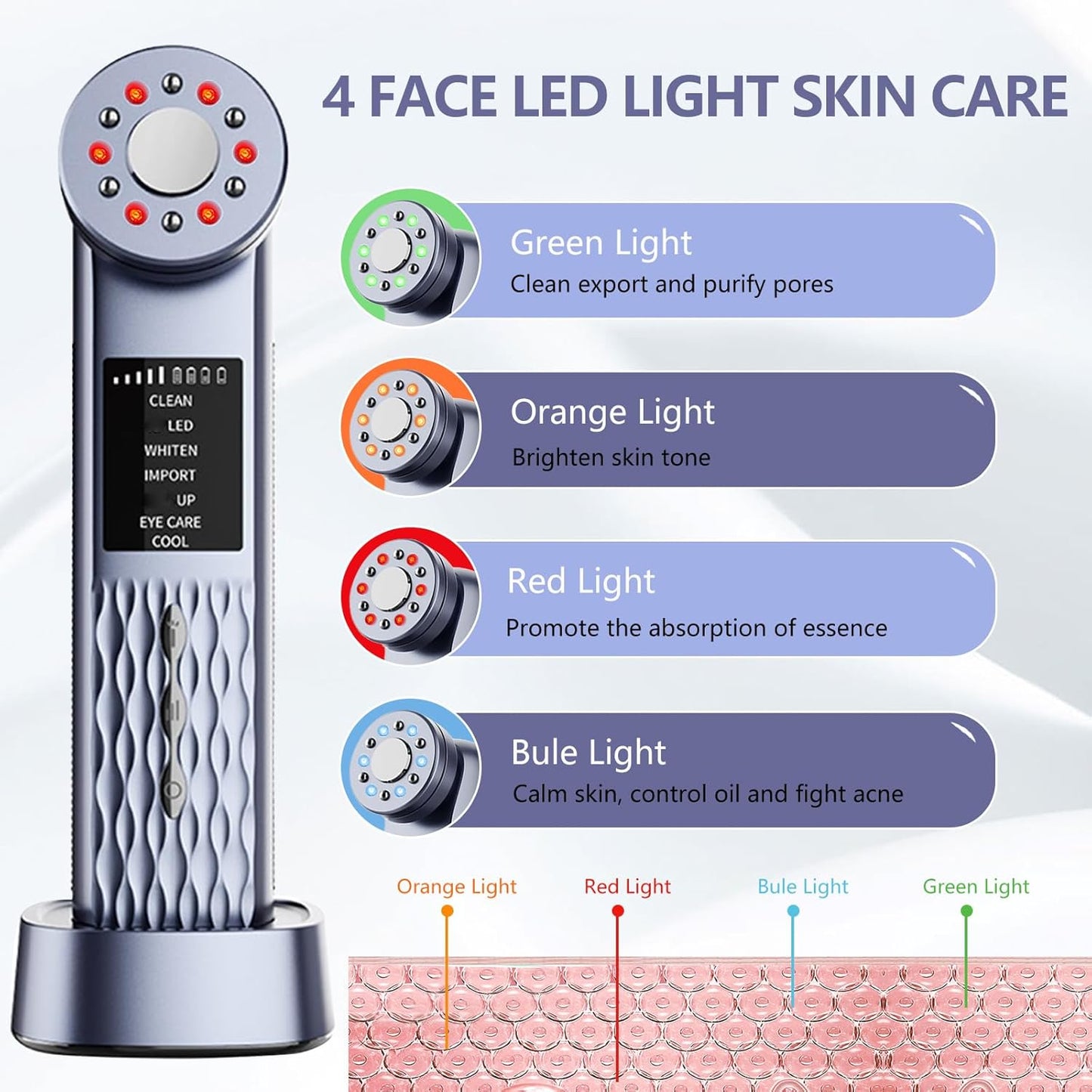 MASIKE Face Massager, 7 in 1 Portable Electric Facial Massager, Beauty Device with Red Light Therapy, Home Skin Care Tool
