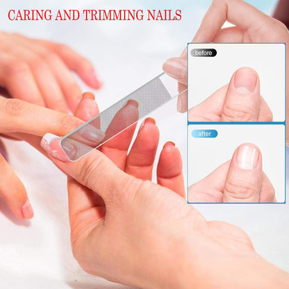 MUSILAN 3PCS Crystal Glass Nail Files Buffers Set,Glass Fingernail File for Professional Manicure Pedicure Nail Care of 3 Crystal Nail File,Glass Nail File for Natural Nails & Acrylic Nails,Precision Filing and Smooth Finish Glass Nail Files With Cases