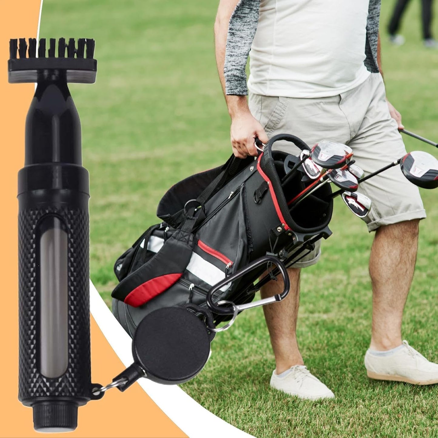 Golf Club Cleaner, Portable Brush, Multifunctional Cleaning Tool, ABS Waterproof Regripping Supplies, Essential for Practice Range and on-The-Go Maintenance, 20 x 4 cm