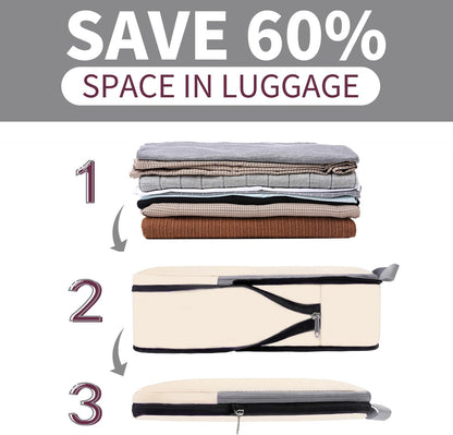 Bagail 4 Set Compression Packing Cubes Travel Expandable Packing Organizers(Beige)