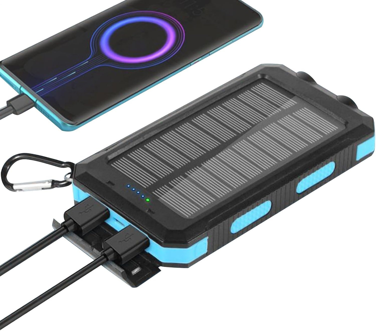 Solar Charger Powered Bank,Fast Charging Solar Battery Pack - Wireless Waterproof Battery Pack with Compass Survival Gear for Camping, Men & Women
