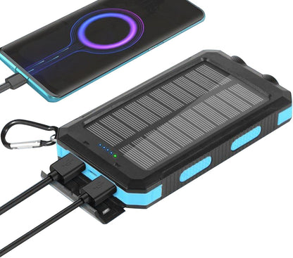 Solar Charger Powered Bank,Fast Charging Solar Battery Pack - Wireless Waterproof Battery Pack with Compass Survival Gear for Camping, Men & Women