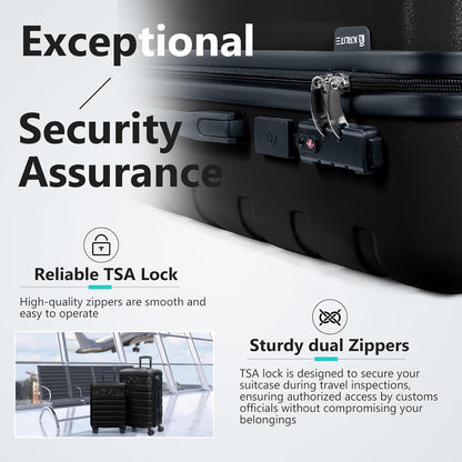 Krute Luggage PC ABS Suitcase for Travelling,Hard Shell Checked Luggage with USB Charging Port & TSA Lock Lightweight 28-Inch Black