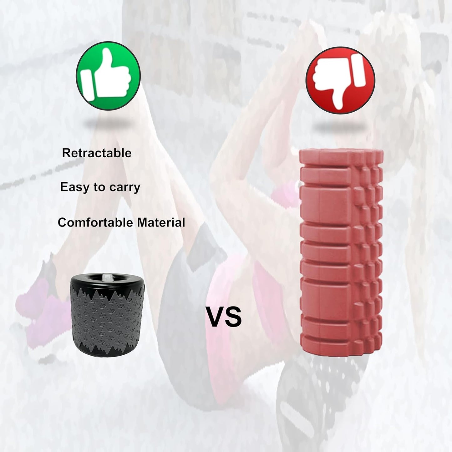 Collapsible premium foam roller for sore muscles, tissue, for tension and pain relief | Massage Rollers for Maximum Tension Relief ∣ High Density Foam for Deep Tissues, Thigh, Arms (Grey)