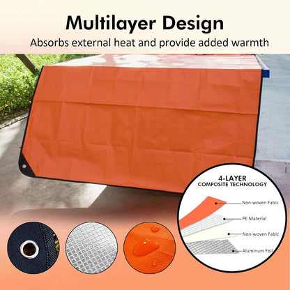 LeadCon 2 Pack Upgrade Survival Blanket – Insulated Thermal Reflective Tarp - 60" x 82". All-Weather, Reusable Emergency Blanket for Car or Camping, Orange