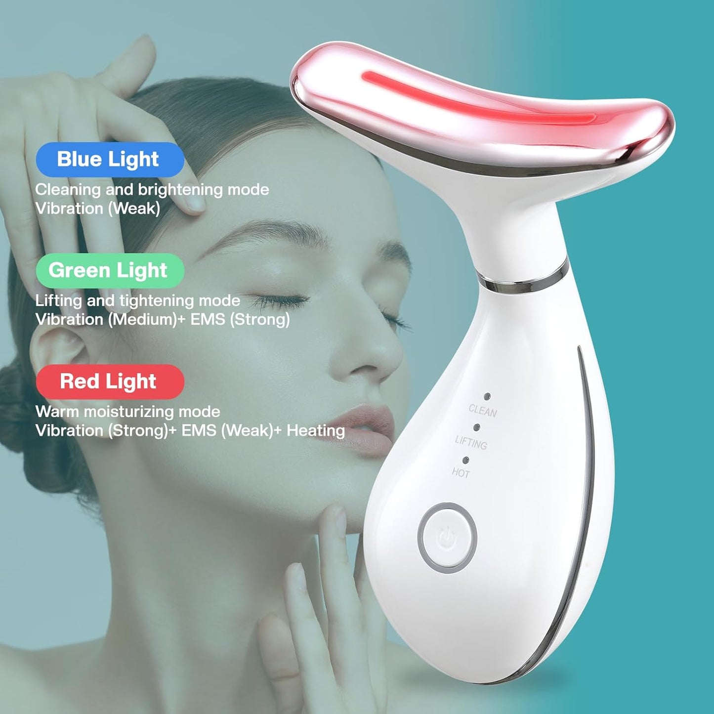 Airelax Face Massager Red Light Therapy Face Sculpting Tool, Facial Massager for Skin Care Face Lifting Device for Face and Neck, at-Home Face Massage Tool with 3 Modes & 3 Lights