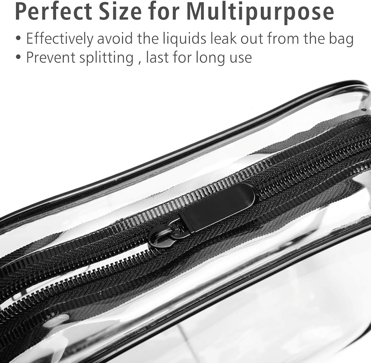 3 Pack Clear Toiletry Bag,TSA Approved Toiletry Bag, Clear Makeup Bag Waterproof Quart Size Bag, Travel Makeup Cosmetic Bag for Women Men, Carry on Airport Airline Compliant Bag (Black)