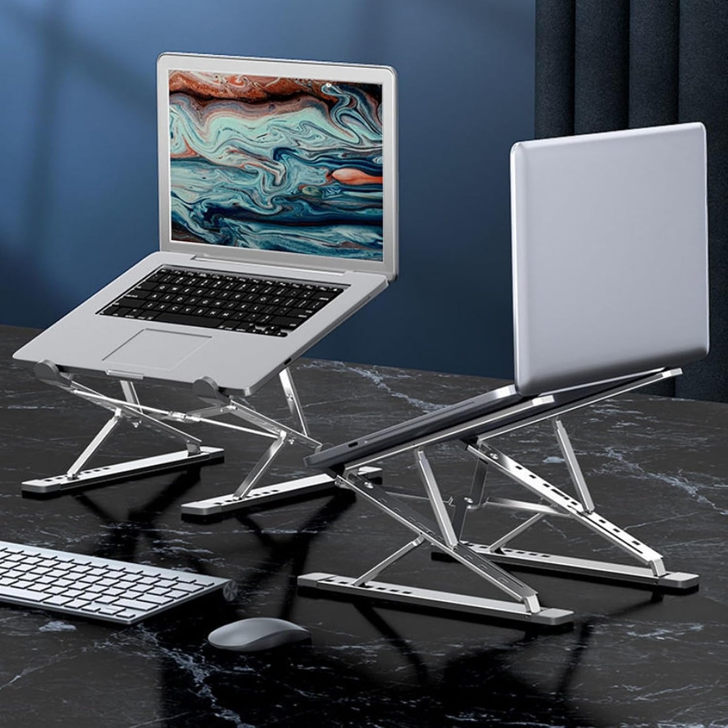 Laptop Stand Kamoon Portable Adjustable Tablet Computer Stand Aluminum Alloy Folding Laptop Stand Compatible MacBook Air Pro, HP More 10-15.6" Laptops & Tablet (Silver-2)