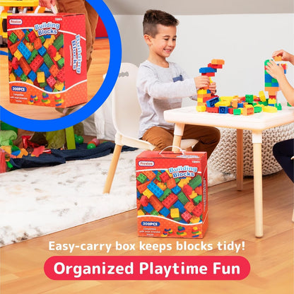 Prextex Building Blocks for Toddlers 1–3+ (300 Mega Blocks) - Large Bricks Building Set Compatible with Most Major Brands - Kids Toys Set for All Ages (Boys & Girls)