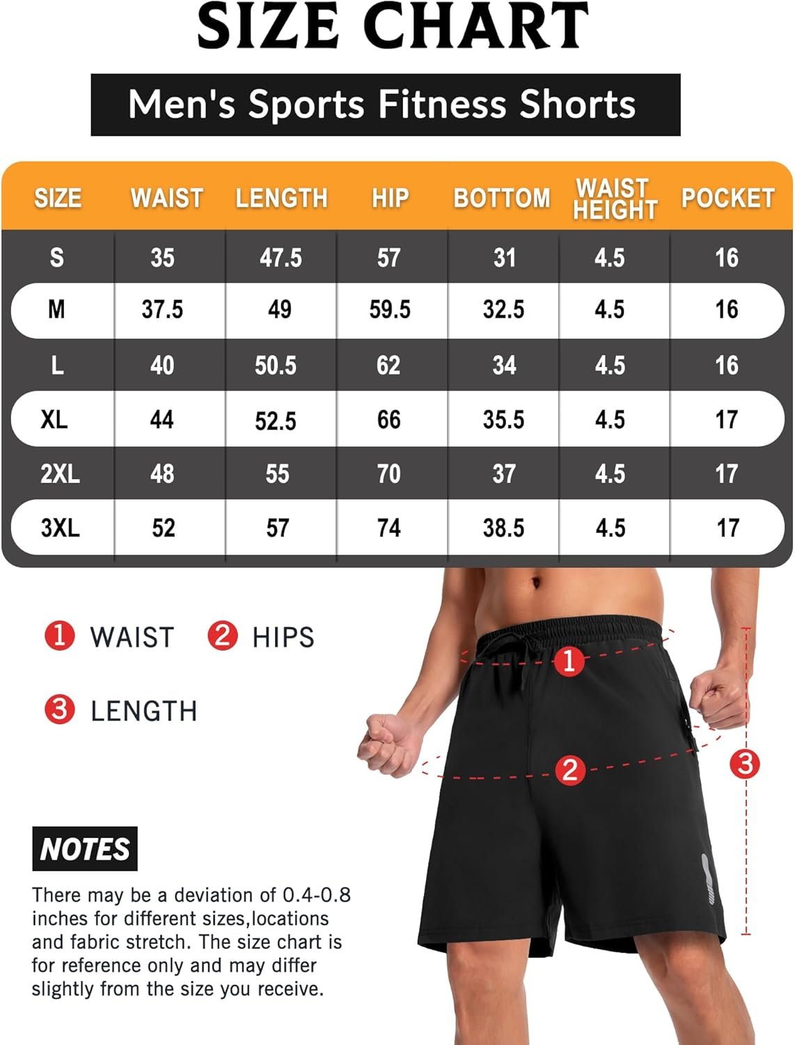 Boyzn Men's 2 Pack 5"/7" Quick-Dry Hiking Shorts Elastic Waist & Zipper Pockets, Outdoor Travel Casual