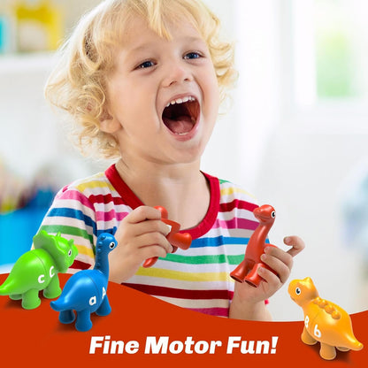 Learning Toys for 2 3 4 5 Year Old, 26PCS Dinosaur Alphabet Learning Toys with Uppercase and Lowercase,Preschool Activities Montessori Fine Motor Toys for Toddlers Kids Age 18M+ Boys Girls Gift
