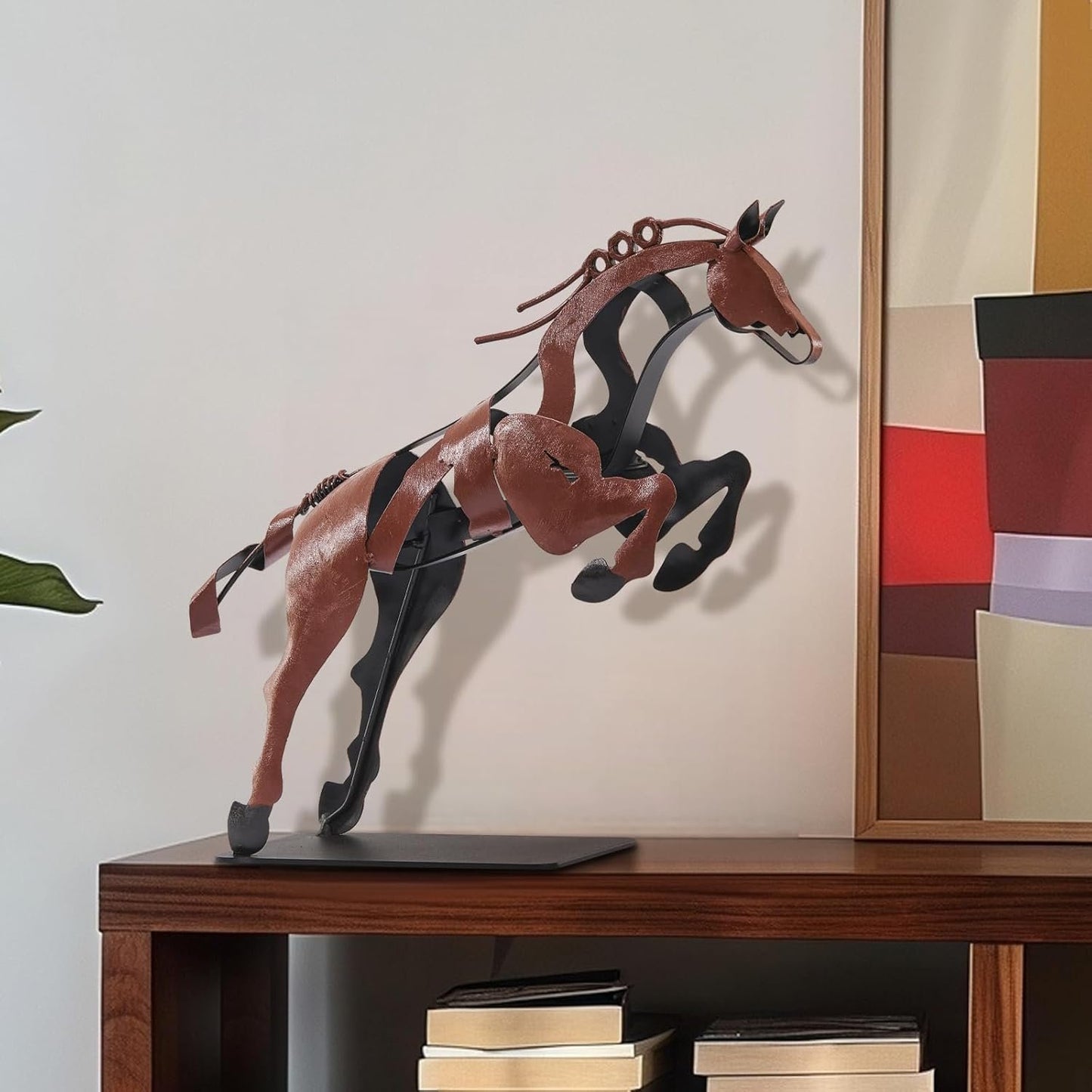 SunBlogs Art Horse Statue, Unique Metal Art Handmade Sculpture for Home Decor, Rustic Decor, Gifts for Horse Lovers (Brown)