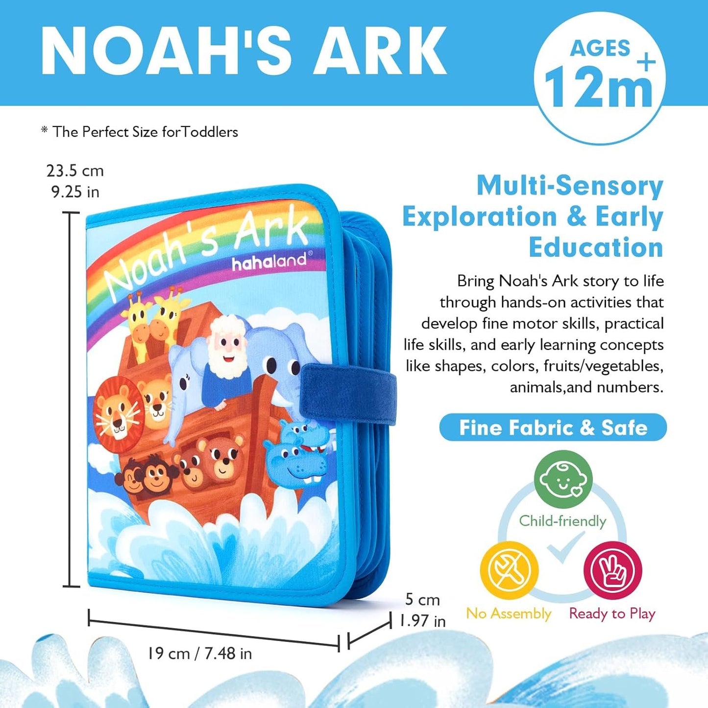 hahaland Busy Book for Toddlers 1-3 - Noah's Ark Montessori Toddler Busy Board - Quiet Book Educational Toddler Toys for 1 2 3 Year Old Boy Girls Gifts, Early Learning, Self-Exploration Travel Toys