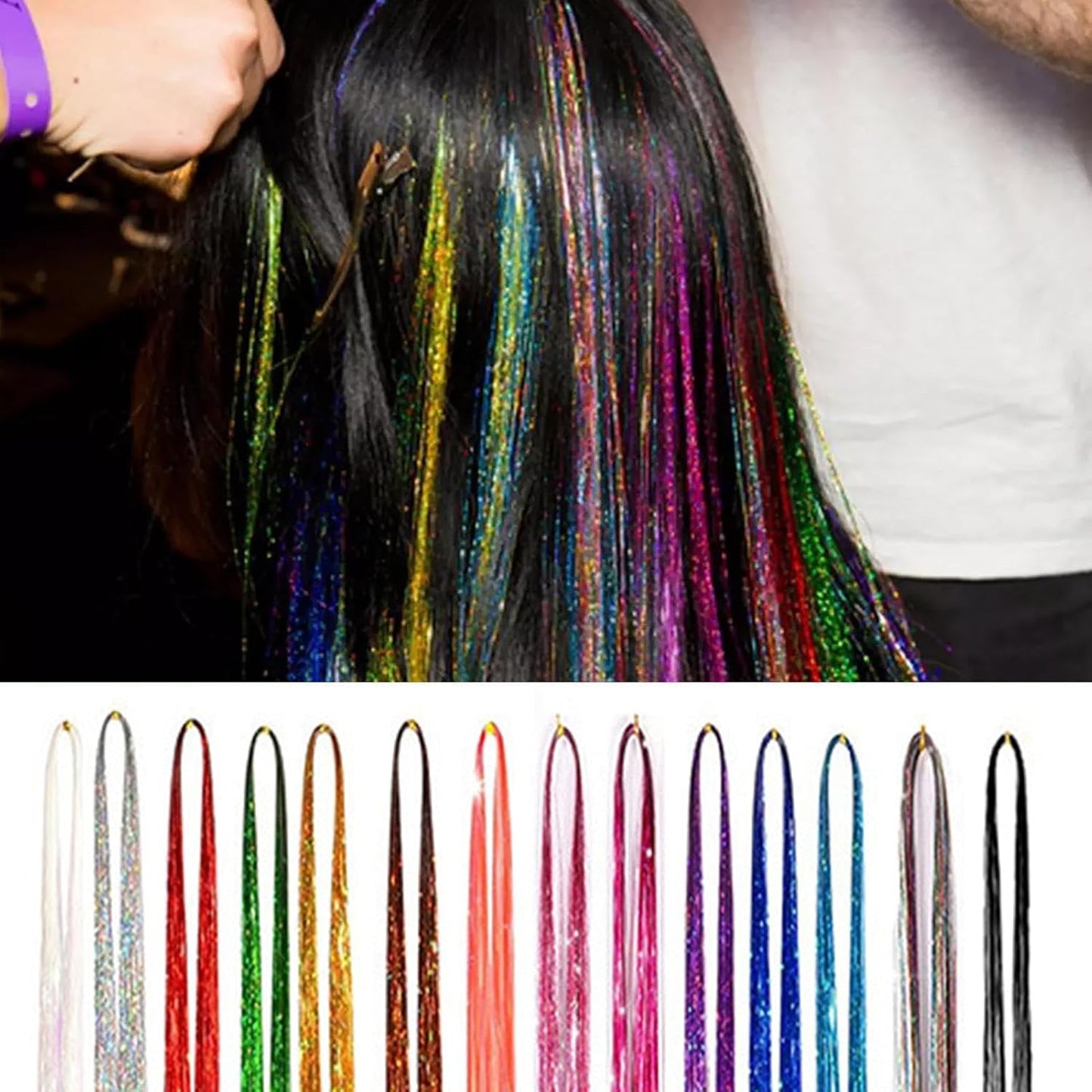 syayw Kit Fili Luminosi Per Capelli,Set Capelli Fatati Con Filo Luccicante - Accessori Glitter Termoresistenti Per Cosplay Completi Di Attrezzi Per Natale Capodanno Matrimoni Feste A Tema Compleanni