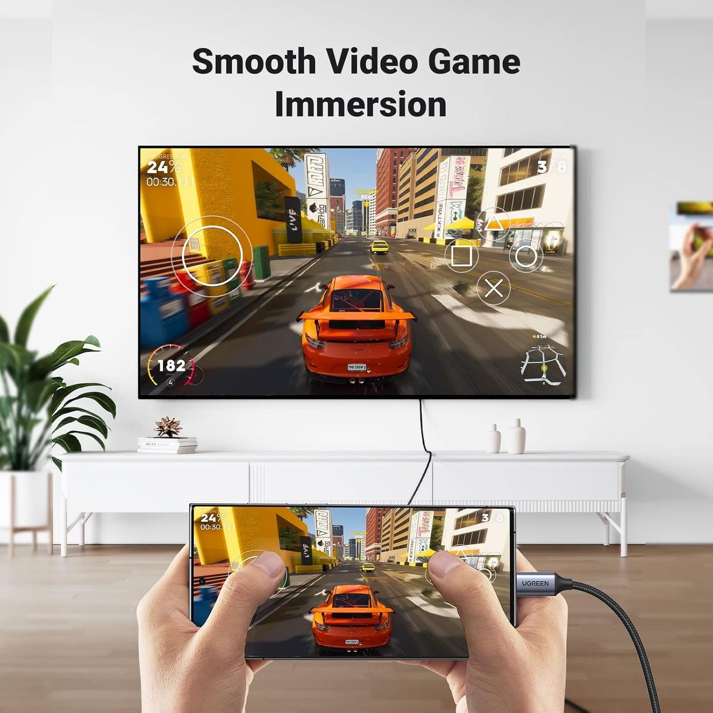 UGREEN 4K@60Hz USB C to HDMI Cable 2M, Type C Thunderbolt 4/3 Video Adapter for Home Office Compatible with iPhone 16/15 Pro Max Plus, MacBook Pro Air iPad Pro, XPS, Galaxy S24, Steam Deck