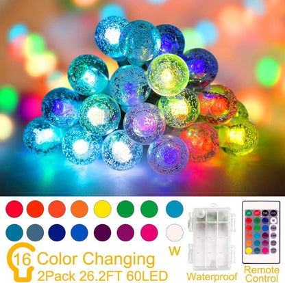 Upgrade Your Decor with Crystal Globe Fairy Lights: 8 Modes, Battery Powered, Perfect for Indoor/Outdoor Parties
