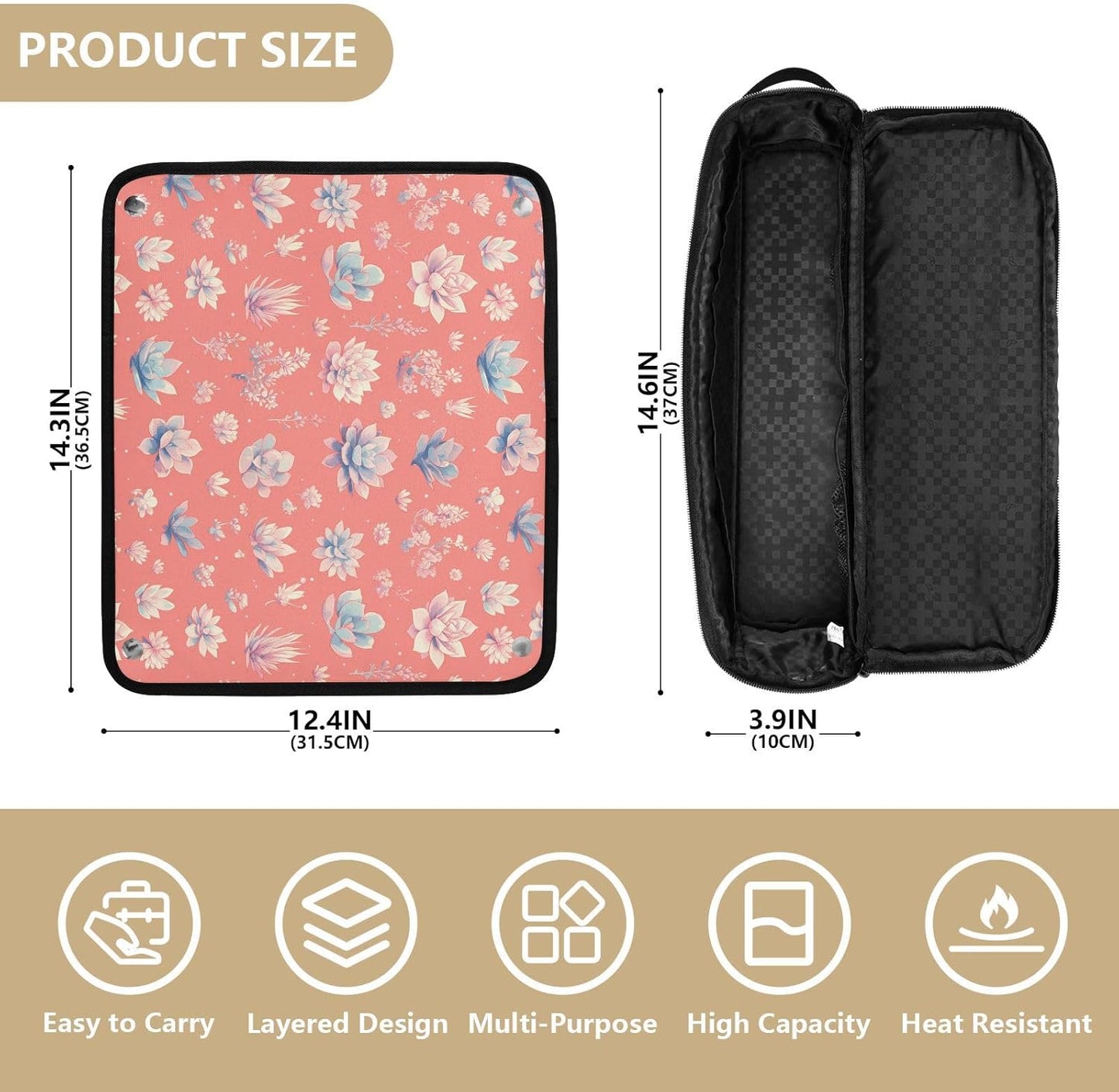 Borsa da viaggio per strumenti per capelli caldi con cuscinetto resistente al calore Strumenti per capelli impermeabili Organizer da viaggio per ferro piatto Strumenti caldi e accessori per la cura