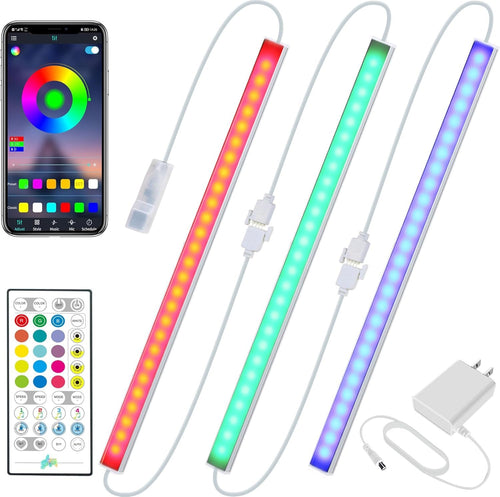 Under Cabinet Lighting Plug in - 3 Pcs 12 Inch Under Cabinet Lights, RGB Closet Lights for Kitchen with Remote & APP, Dimmable Under Counter Lights for Cupboard, Shelf, Workbench, Desk, Bookcase