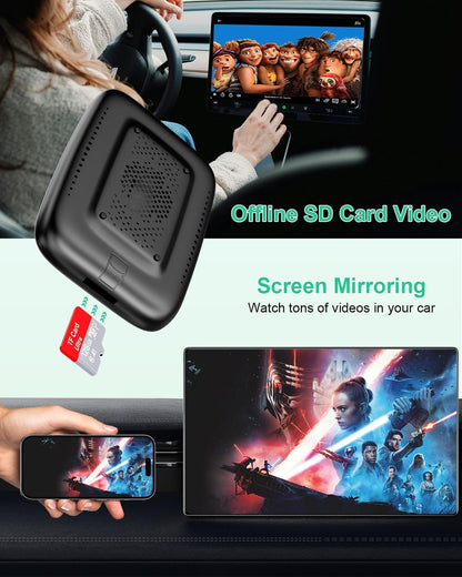 MTAKYI Wireless CarPlay Adapter Support Netflix YouTube, Android Auto Wireless Adapter for Factory Wired CarPlay Cars, 2 in 1 Magic AI Box with 5.8GHz WiFi, TF Card, Plug and Play for iPhone/Android