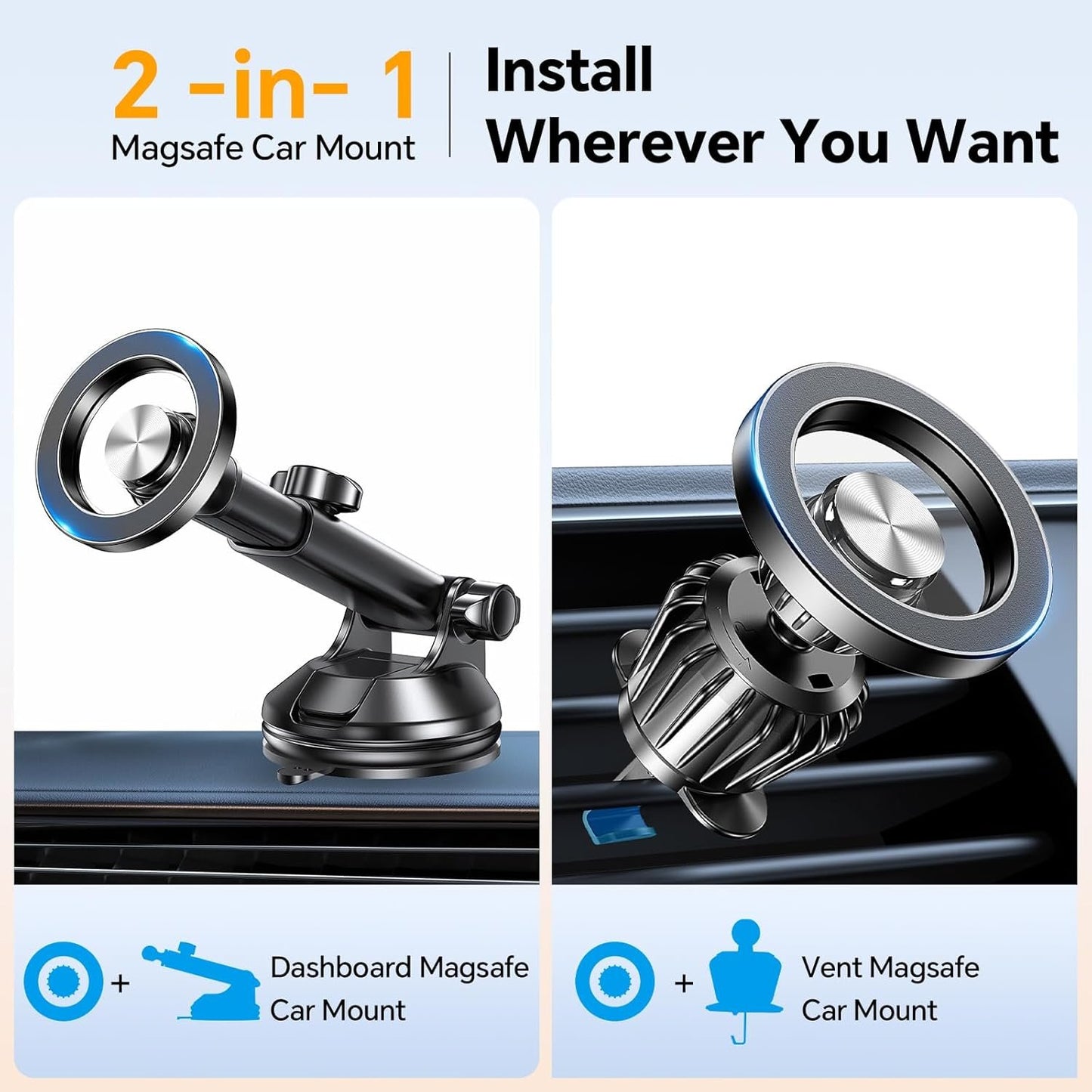 for MagSafe Car Mount【Windshield+Vent+Dash】Magnetic Phone Holder Car Suction Cup Phone Holder for Car Phone Holder Mount 【Strong Magnets】Support Cellulaire Auto for iPhone 16 Pro Max 15 14 13 12 Plus