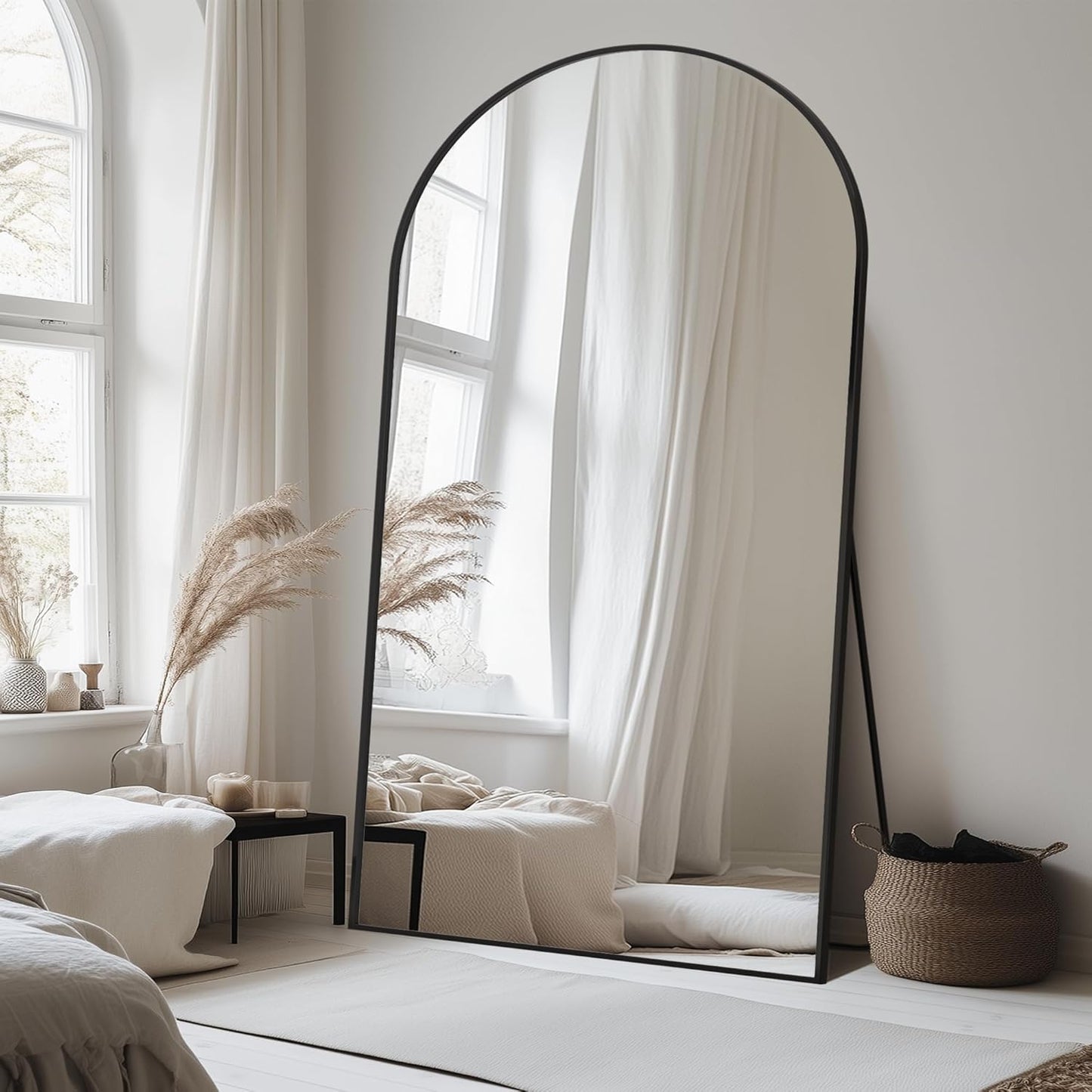Antok Full Length Mirror, 44"x88" Oversized Floor Mirror for Bedroom, Living Room Cloakroom, Black