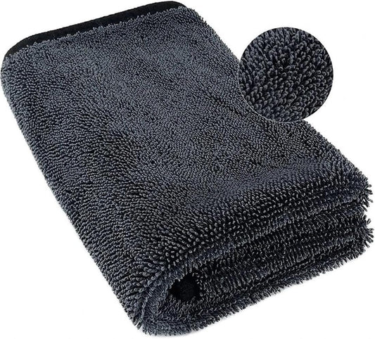 Thick Microfiber Cloth - 650GSM Super Absorbent Car Drying Towel for Detailing, Polishing, and Cleaning - Ideal for Auto Wash & Maintenance (Black, 40 * 60cm/Pack of 2)