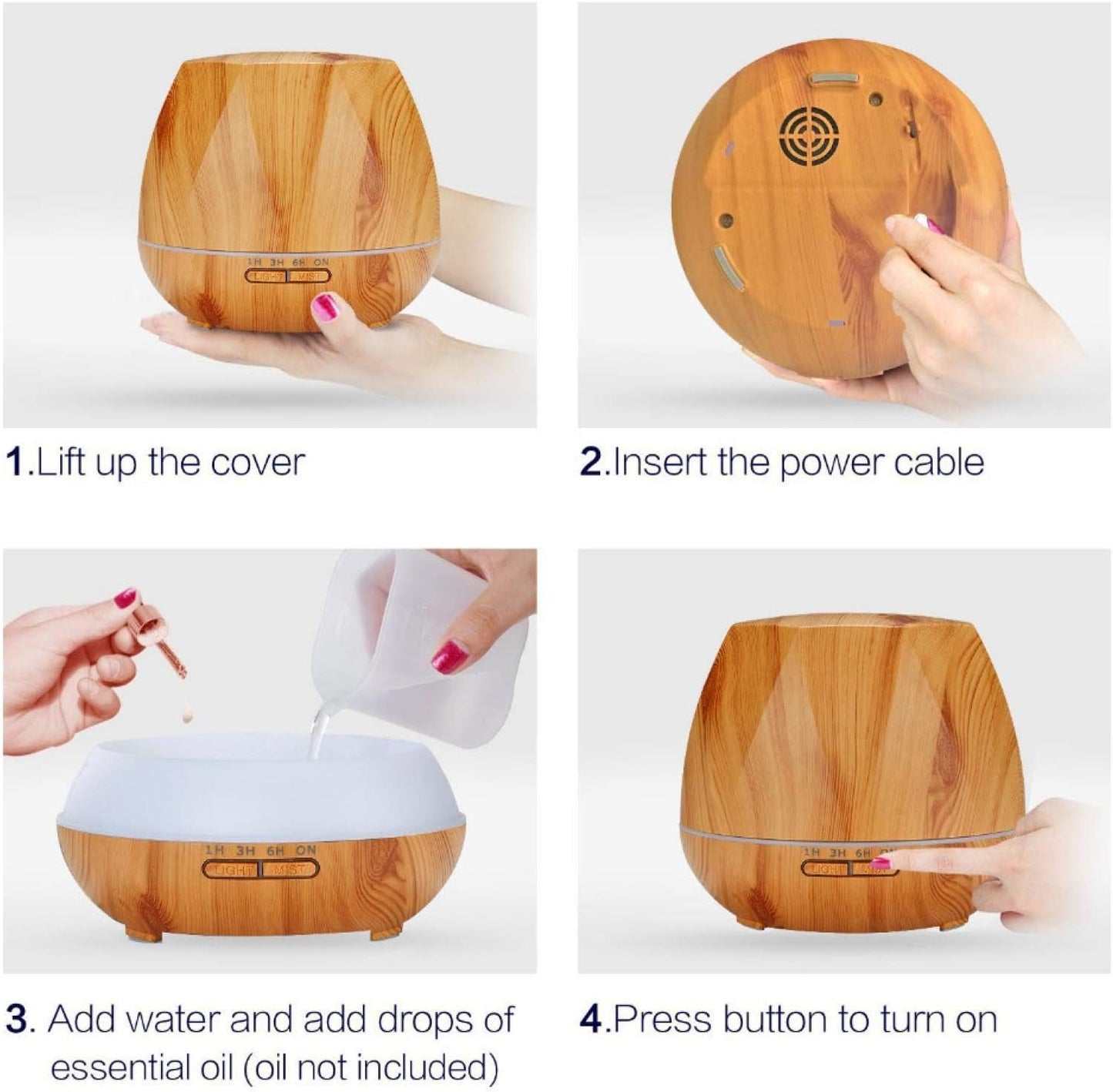 550Ml Large Aromatherapy Oil Diffuser Remote Control Ultrasonic Air Aroma Humidifier