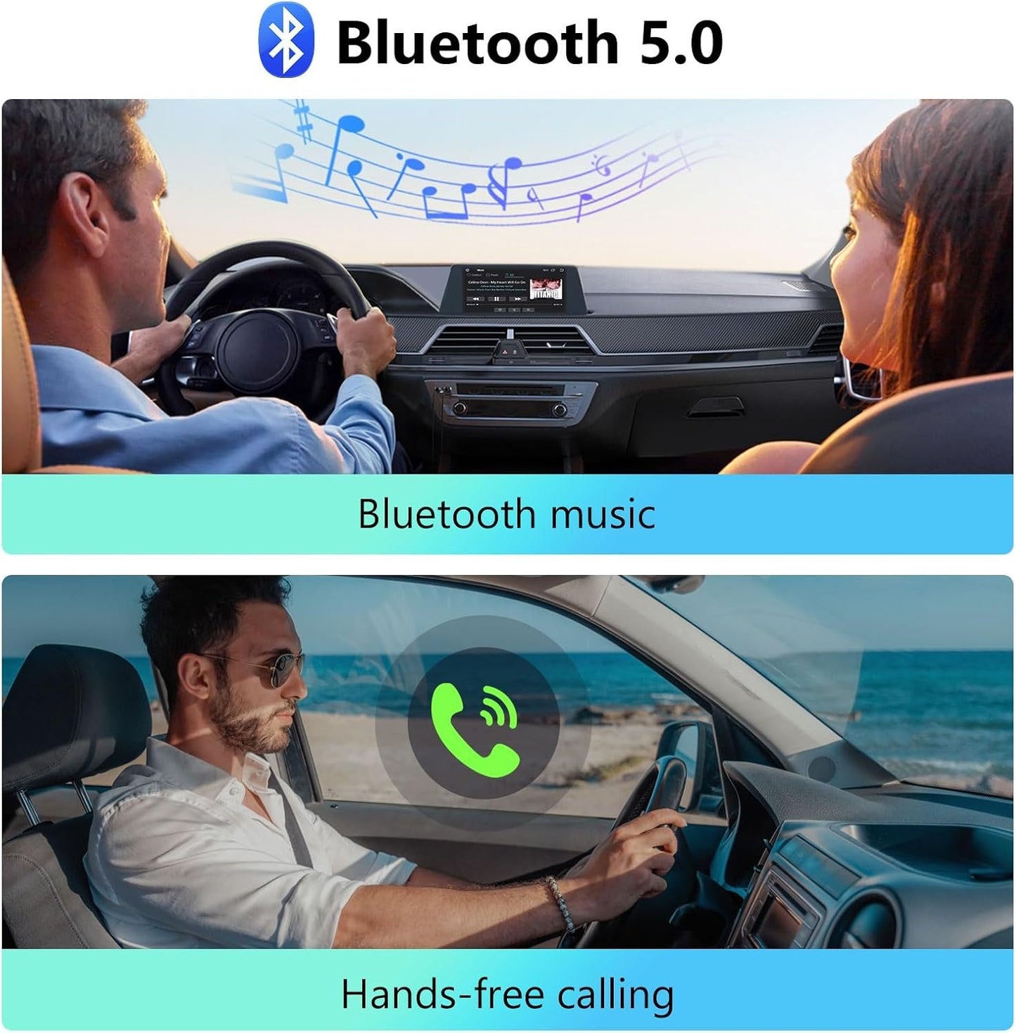 EONON Wireless CarPlay & Android Auto Adapter - Dual-Band WiFi, Bluetooth 5.0, Plug & Play for Cars with Wired CarPlay/Android Auto