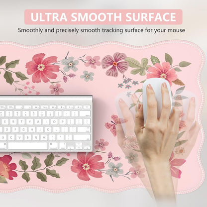 iCasso Desk Mat, XXL Large Mouse Pad for Desktop, Cute Pad With Stitched Edges, Anti-Slip Big Mousepad, Keyboard Mat for Computer (Pink)