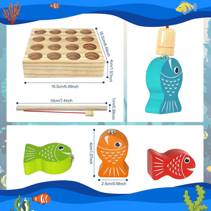 FLITI Wooden Magnetic Fishing Game for Kids Toddlers, Montessori Toys, Preschool Educational Learning Toys, Gifts for 1 2 3 4 5 Years Old Boys Girls