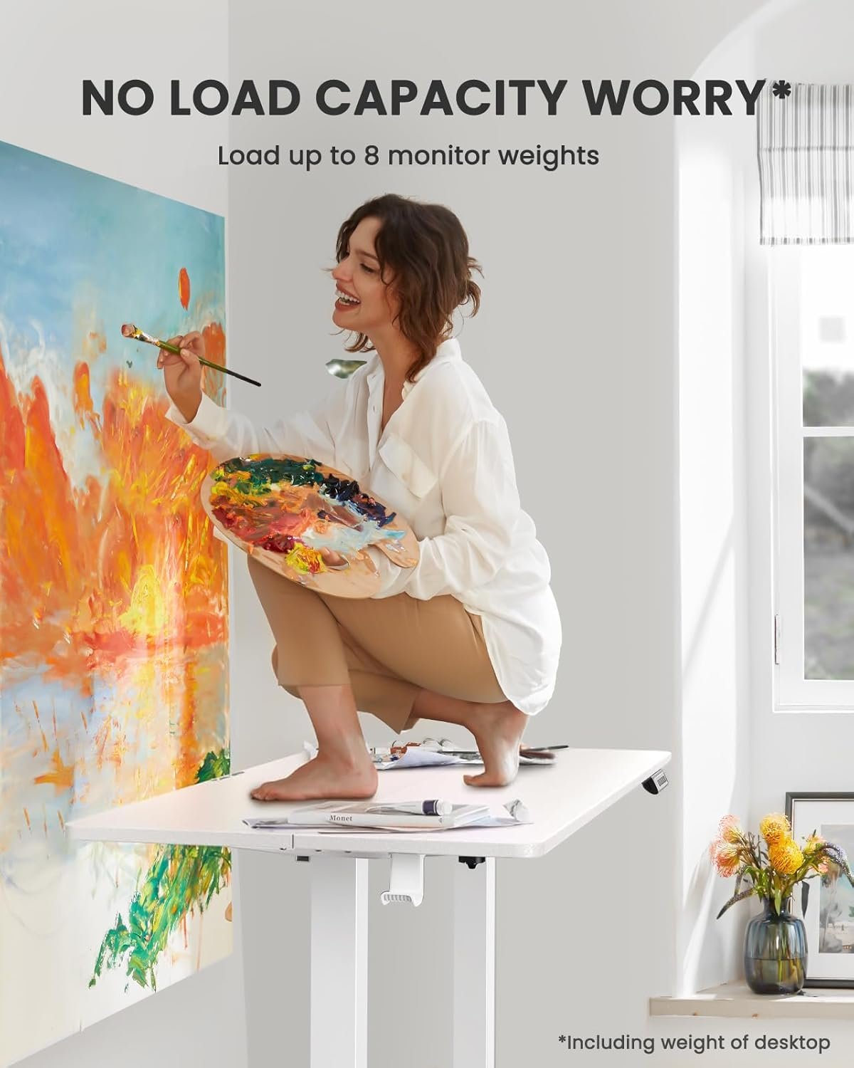 ErGear Electric Standing Desk, 55‘’x28‘’ Height Adjustable Sit Stand up Desk, 4 Memory Computer Home Office Desk Standing Table with Splice Board (White)